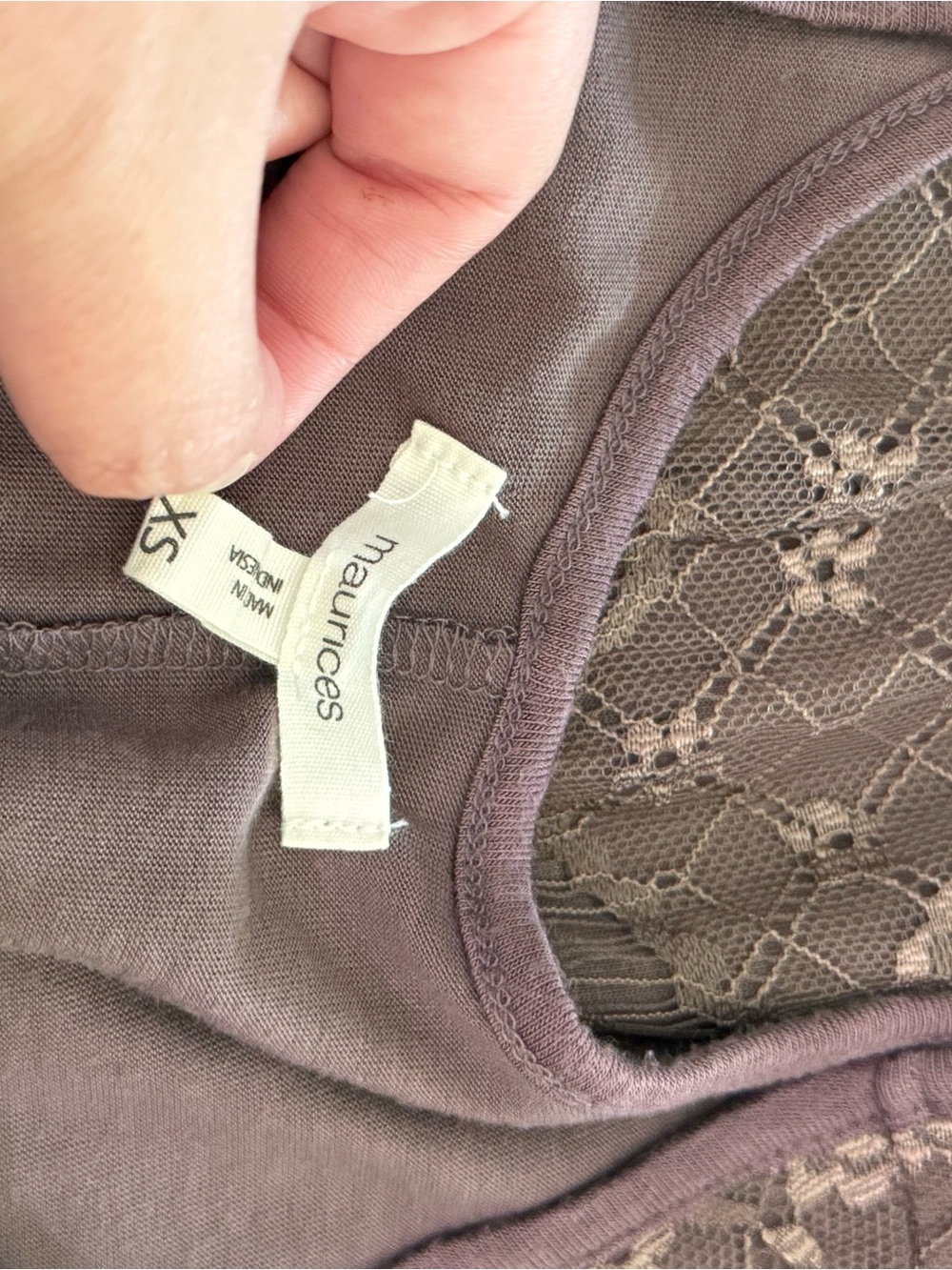 Maurices Lace Overlay Scoop Neck Tank - Brown - Picture 3 of 9
